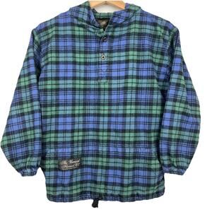 Vermont Flannel Co Hooded Shacket Plaid Youth 8-10 Kangaroo‎ Pocket Lumberjack
